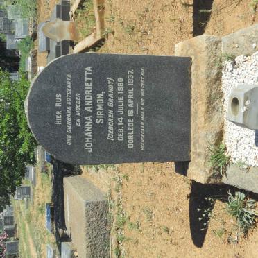 SIRMON Johanna Andrietta nee BRANDT 1880-1937