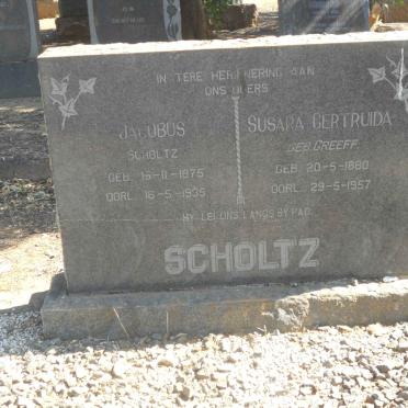 SCHOLTZ Jacobus 1875-1935 &amp; Susara Gertruida GREEFF 1880-1957