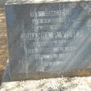 VISSER Johanna P. voorheen STEYN nee HENNING 1903-1960