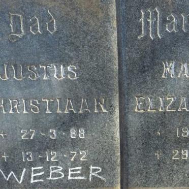 WEBER Justus Christiaan 1888-1972 &amp; Maria Elizabeth C. 1889-1977