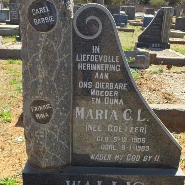 WALLIS Maria C.L. nee COETZER 1906-1989
