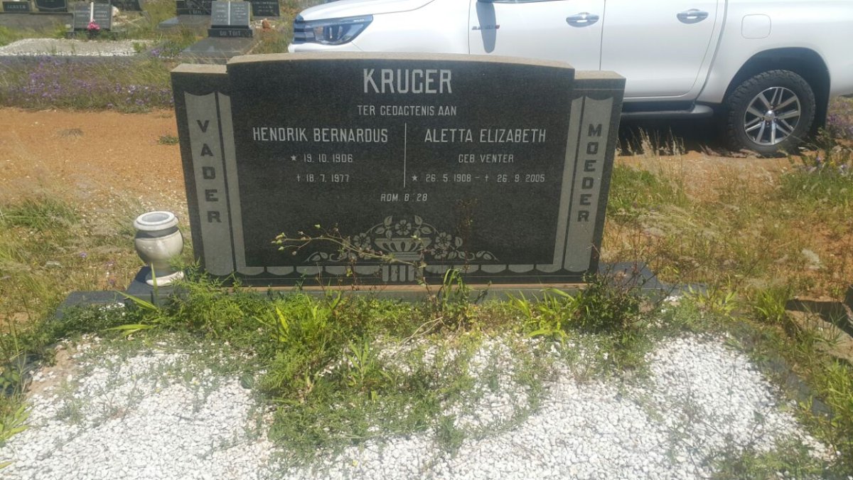 KRUGER Hendrik Bernardus 1906-1977 &amp; Aletta Elizabeth VENTER 1908-2005