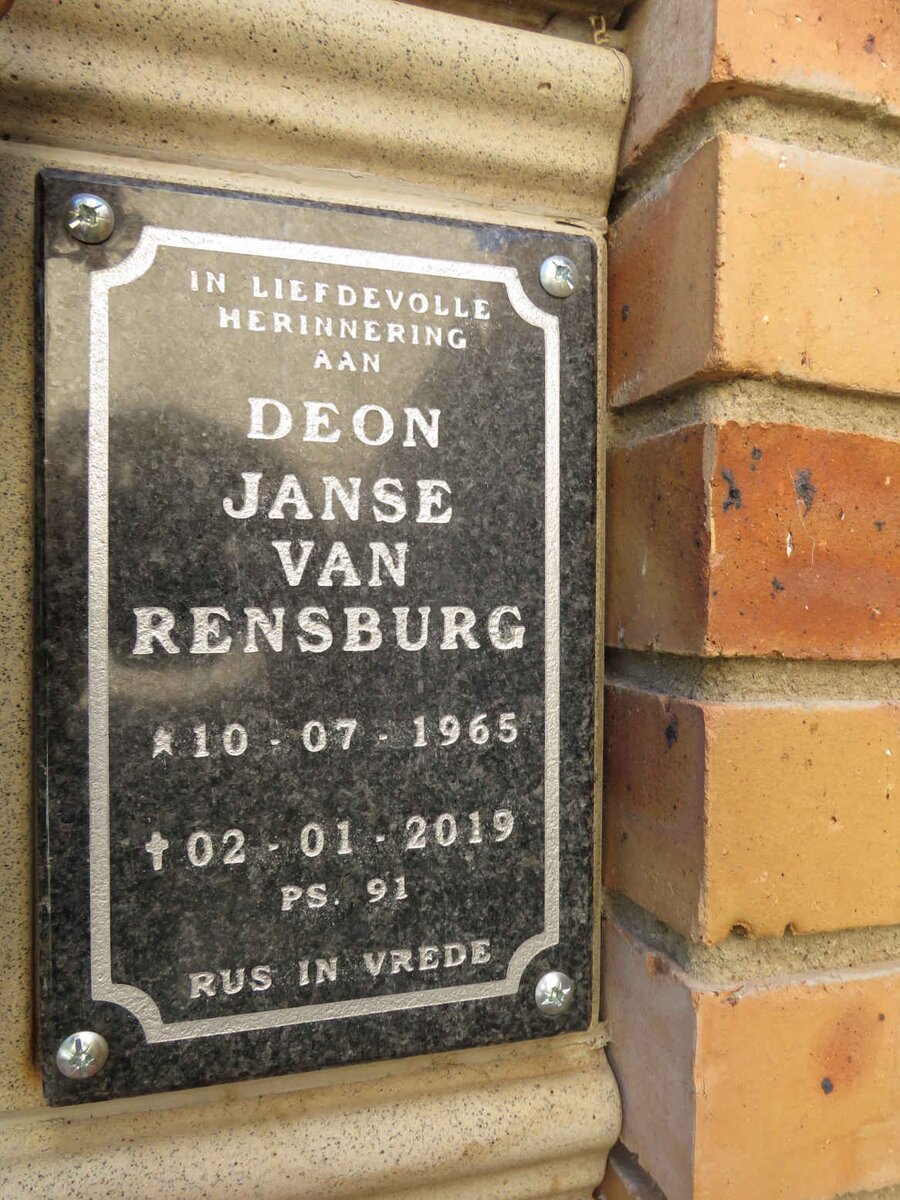 RENSBURG Deon, Janse van 1965-2019