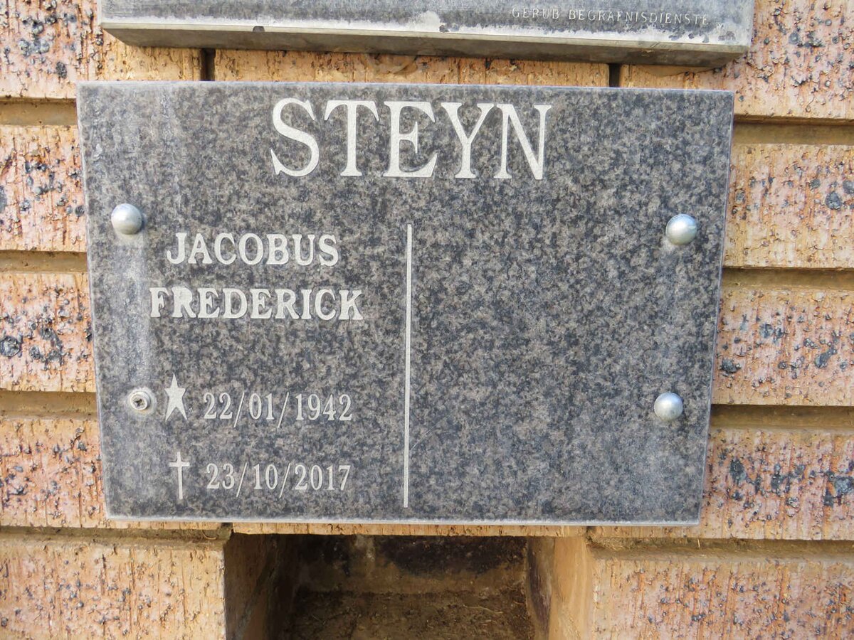STEYN Jacobus Frederick 1942-2017