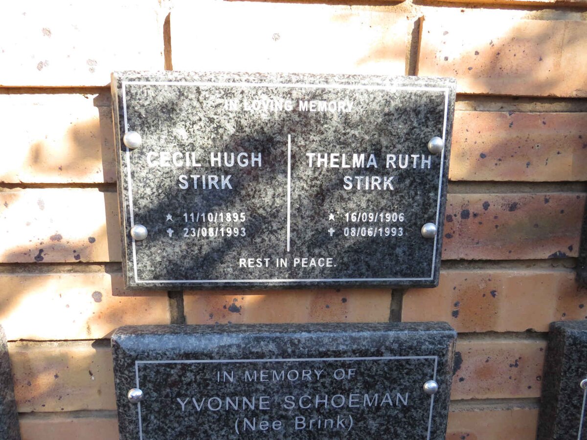STIRK Cecil Hugh 1895-1993 & Telma Ruth 1906-1993