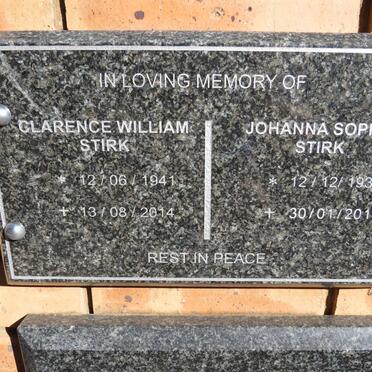 STIRK Clarence William 1941-2014 & Johanna Sophia 1939-2018