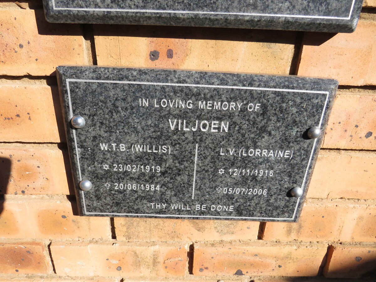 VILJOEN W.T.B. 1919-1984 & L.V. 1916-2006