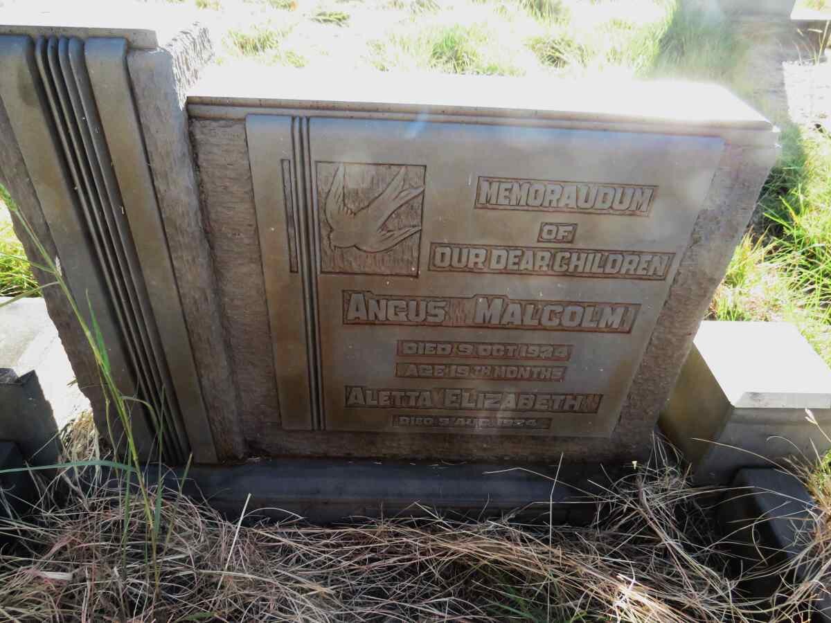? Angus Malcolm -1924 :: ? Aletta Elizabeth -1924