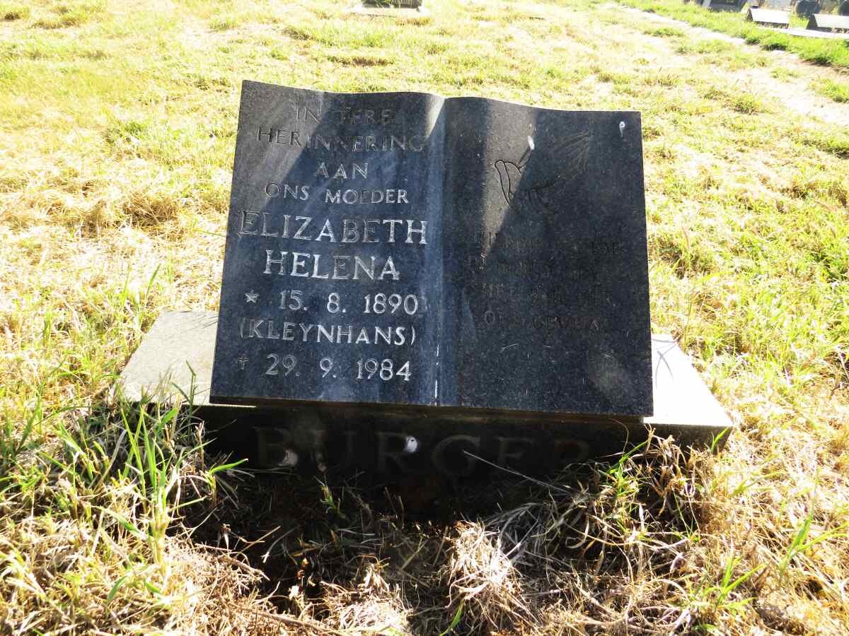 BURGER Elizabeth Helena nee KLEYNHANS 1890-1984
