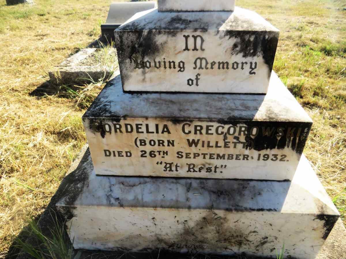 GREGOROWSKI Cordelia nee WILLETT -1932
