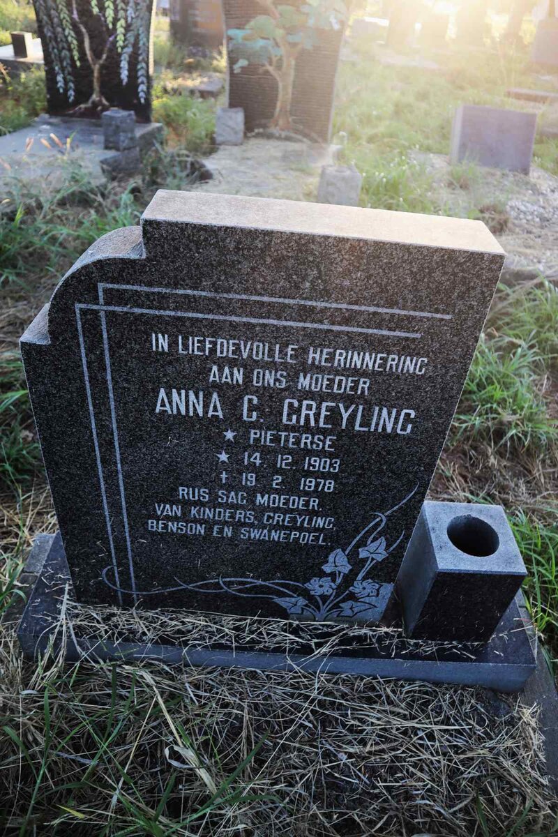 GREYLING Anna C. PIETERSE 1903-1978