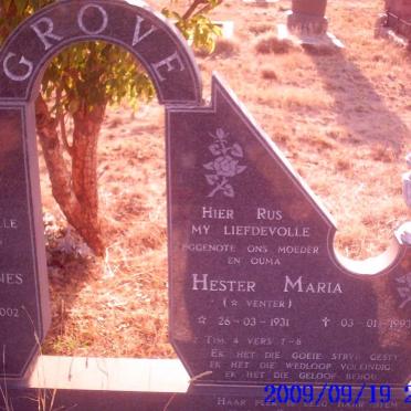 GROVE Hester Maria nee VENTER 1931-1993