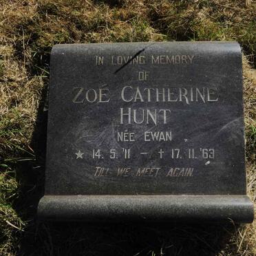 HUNT Zoe Catherine nee EWAN 1911-1963