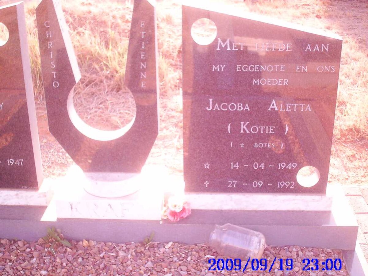 KRAFT Jacobus Henry 1947- &amp; Jacoba Aletta BOTES 1949-1992 _1