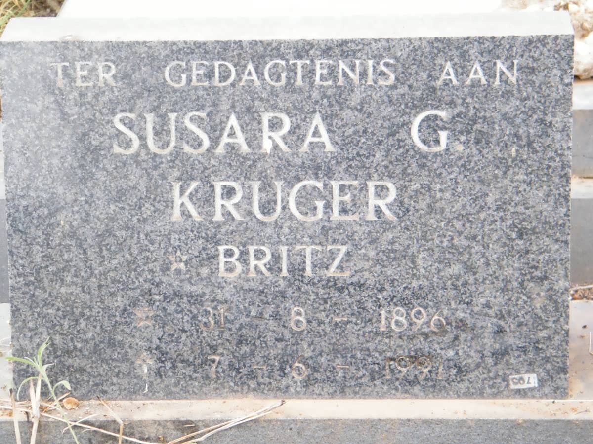 KRUGER Susara G. nee BRITZ 1896-1991
