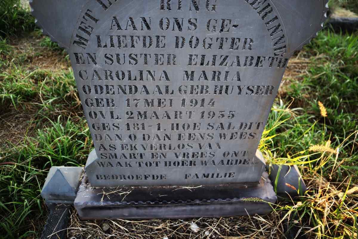 ODENDAAL Elizabeth Carolina Maria nee HUYSER 1914- 1955