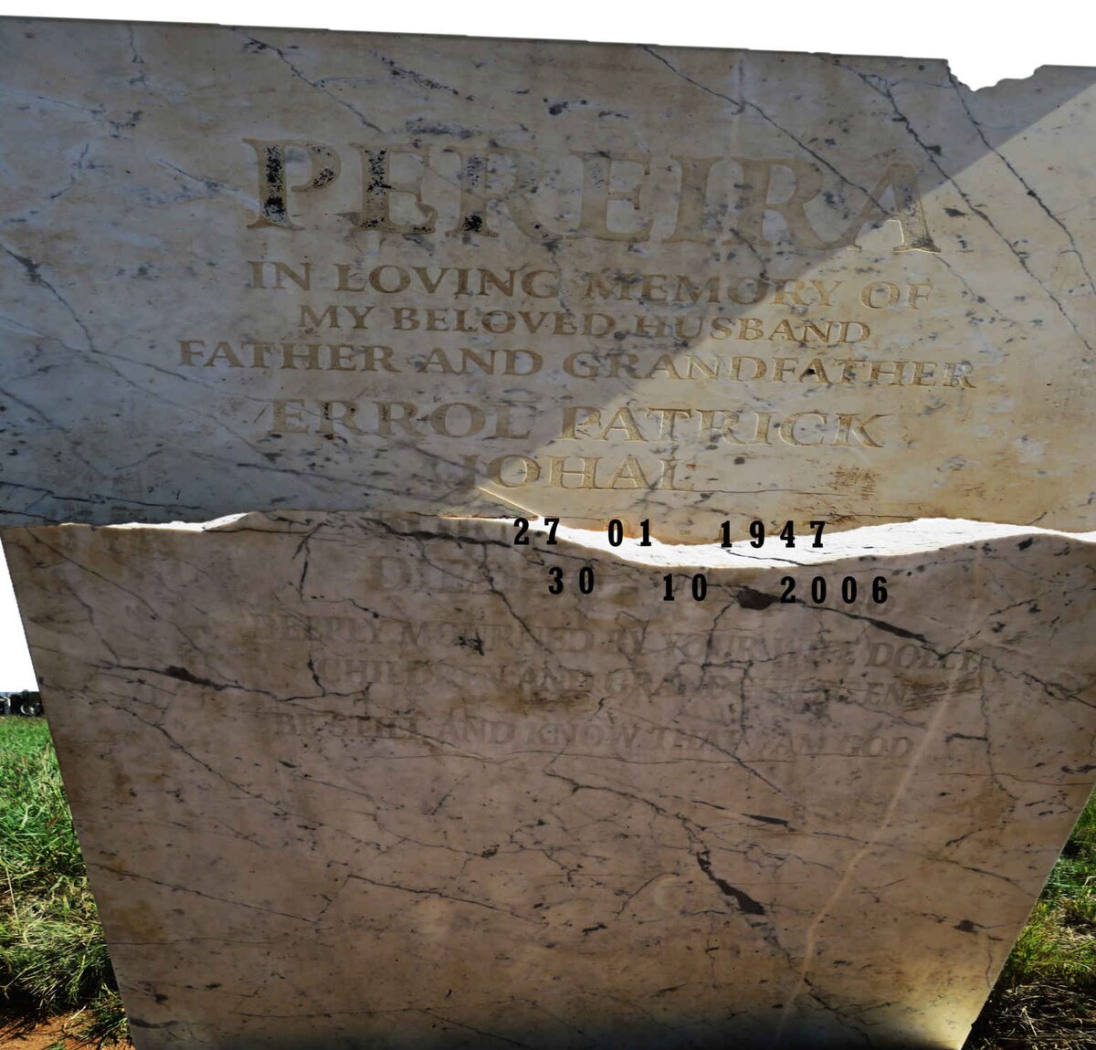 PEREIRA Errol Patrick Johan 1947-2006 