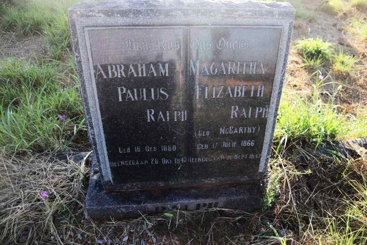 RALPH Abraham Paulus 1860-1943 & Magaritha Elizabeth MCCARTHY 1866-1947