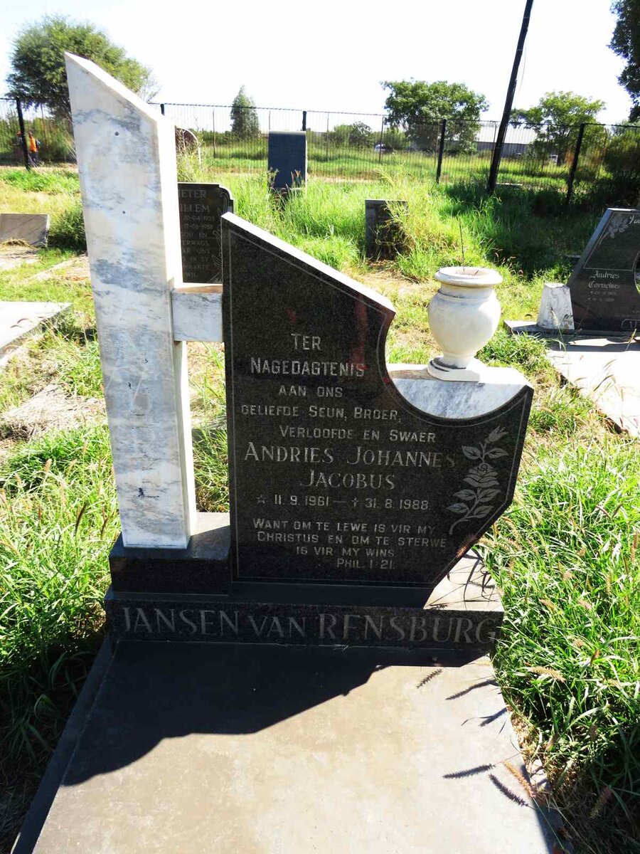 RENSBURG Andries Johannes Jacobus, Jansen van 1961-1988