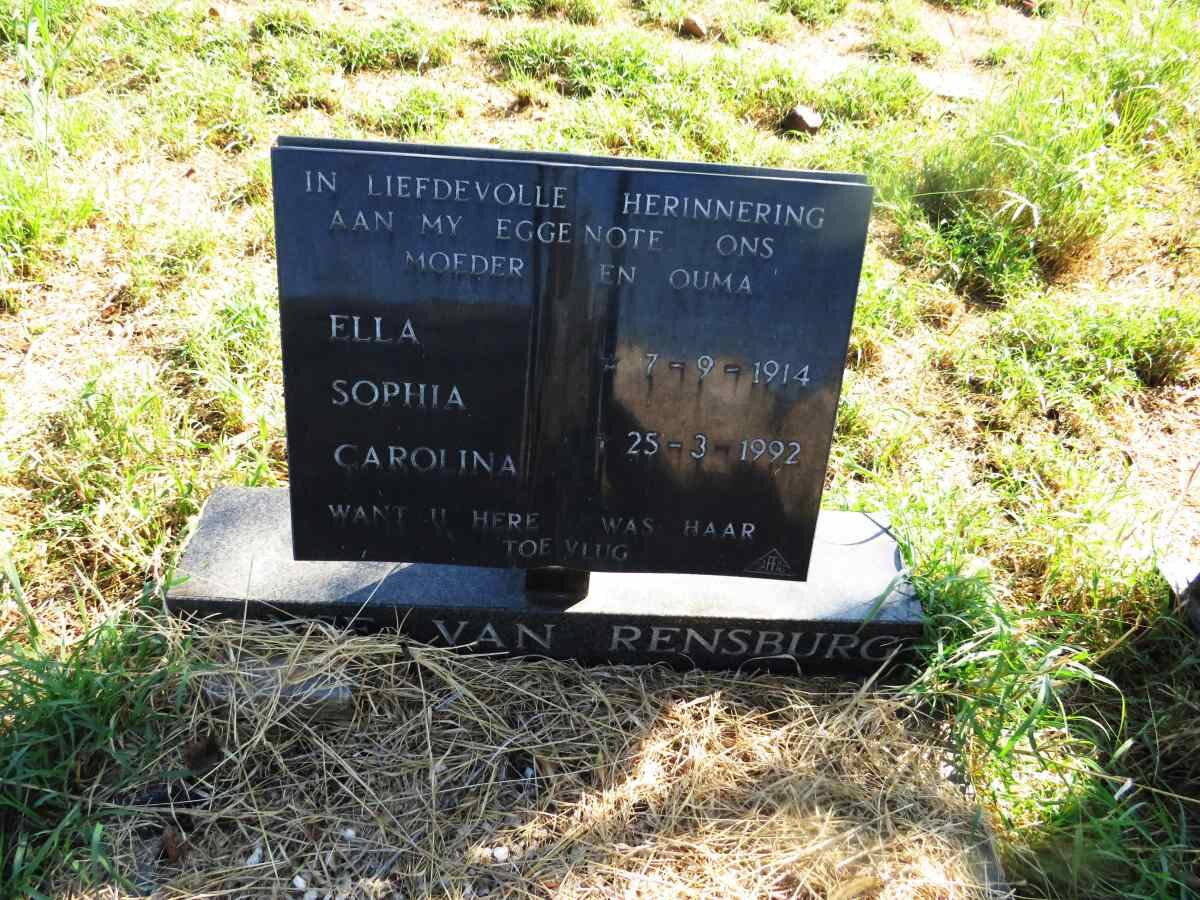 RENSBURG Ella Sophia Carolina, Janse van 1914-1992