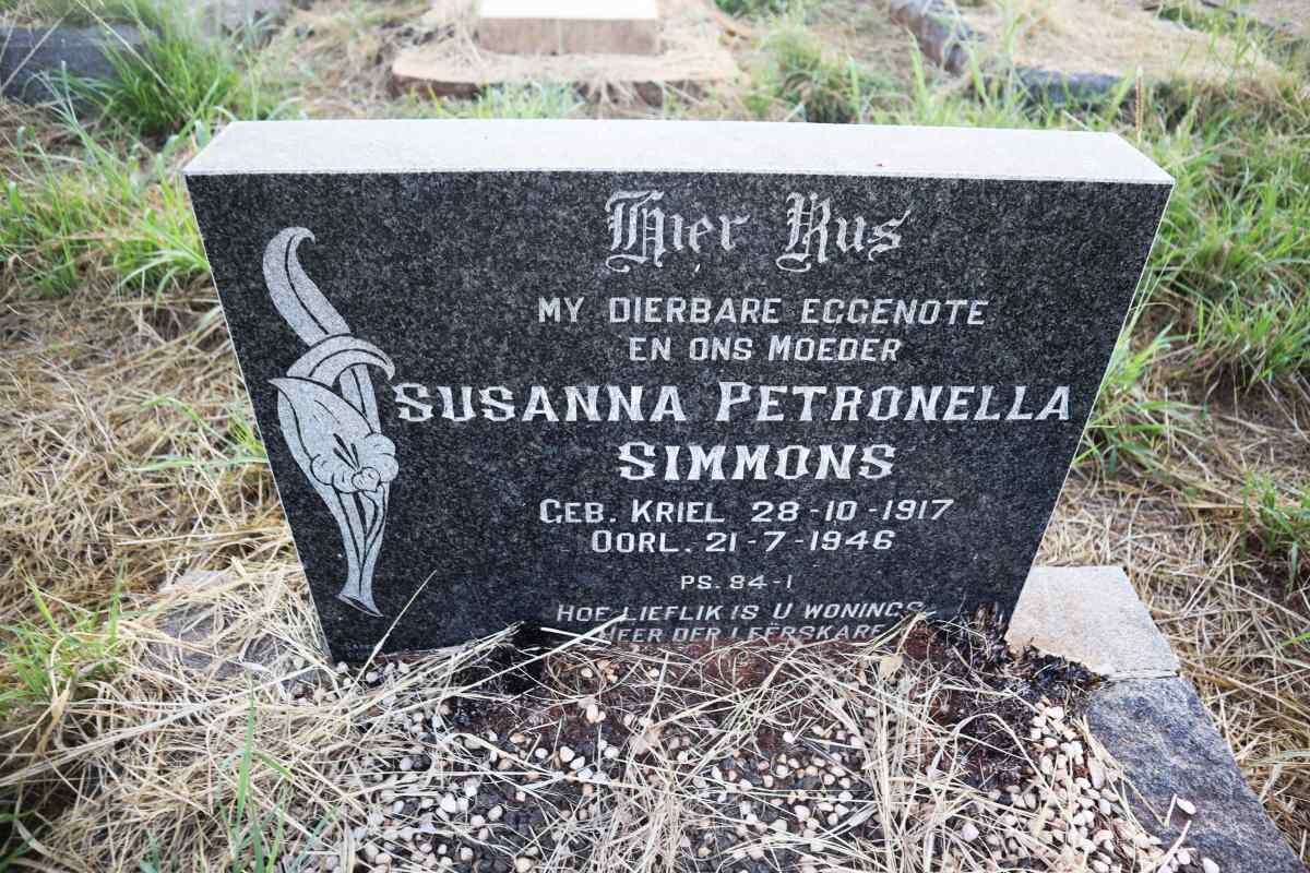 SIMMONS Susanna Petronella 1917-1946