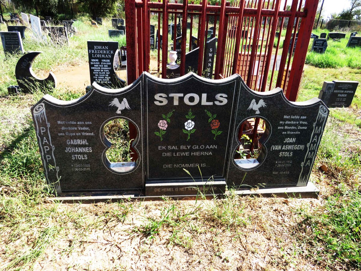 STOLS Gabriel Johannes 1928-2015 & Joan VAN ASWEGEN 1932-2001