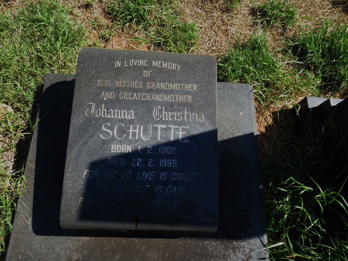 SCHUTTE Johanna Christina 1902-1995