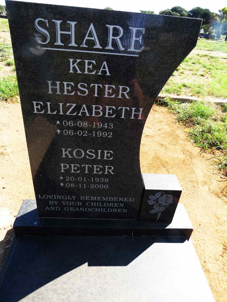 SHARE Kosie Peter 1938-2000 & Kea Hester Elizabeth 1943-1992
