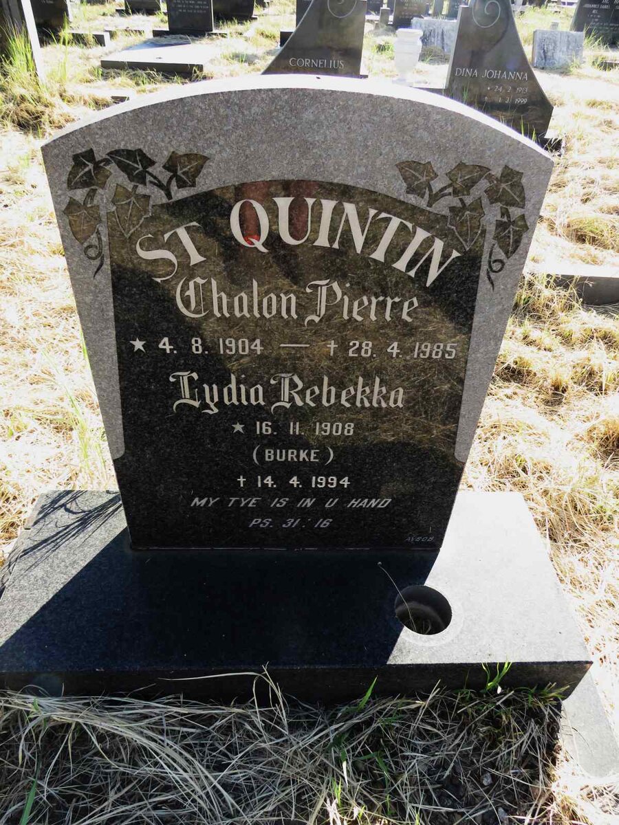 St. QUINTIN Chalon Pierre 1904-1985 & Lydia Rebekka BURKE 1908-1994