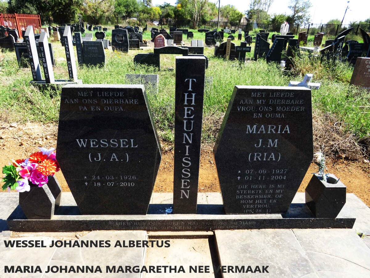 THEUNISSEN Wessel Johannes Albertus 1926-2010 & Maria Johanna Margaretha VERMAAK 1927-2004