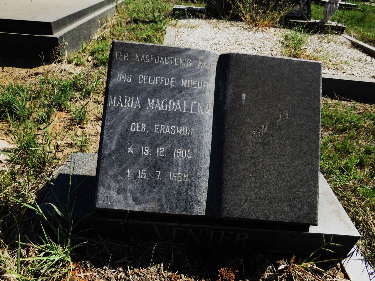 VENTER Maria Magdalena nee ERASMUS 1903-1989