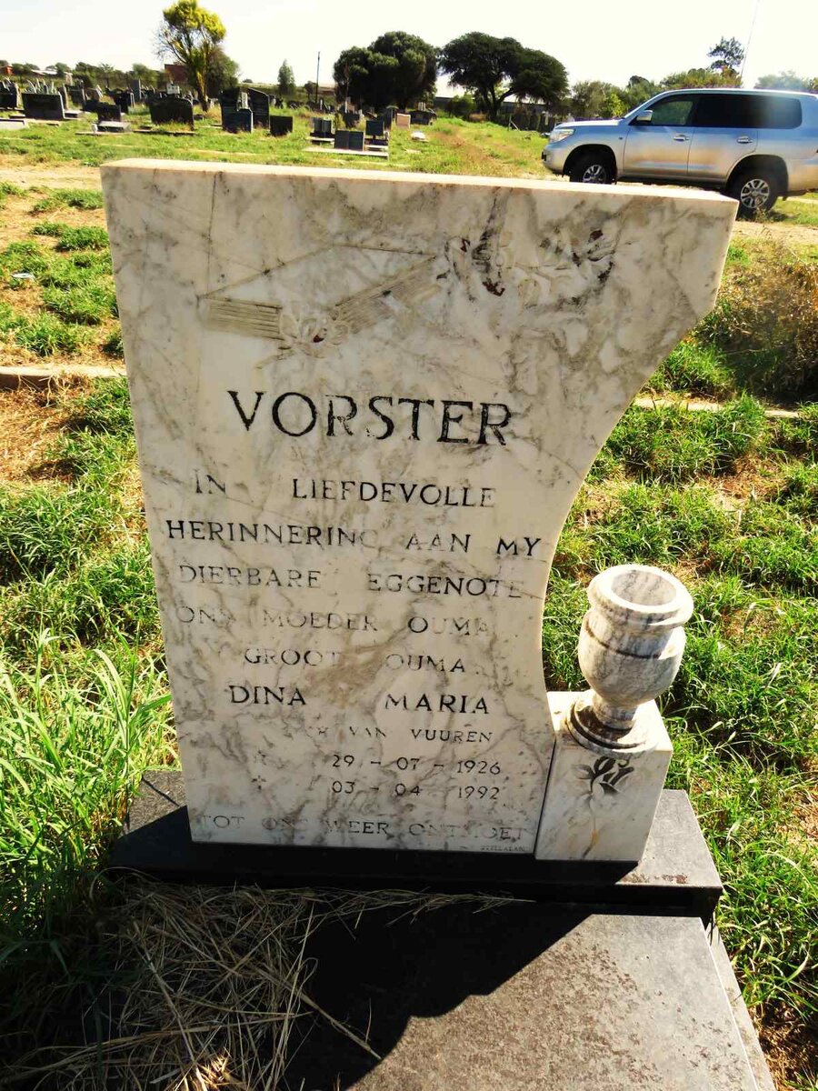 VORSTER Dina Maria nee VAN VUUREN 1926-1992