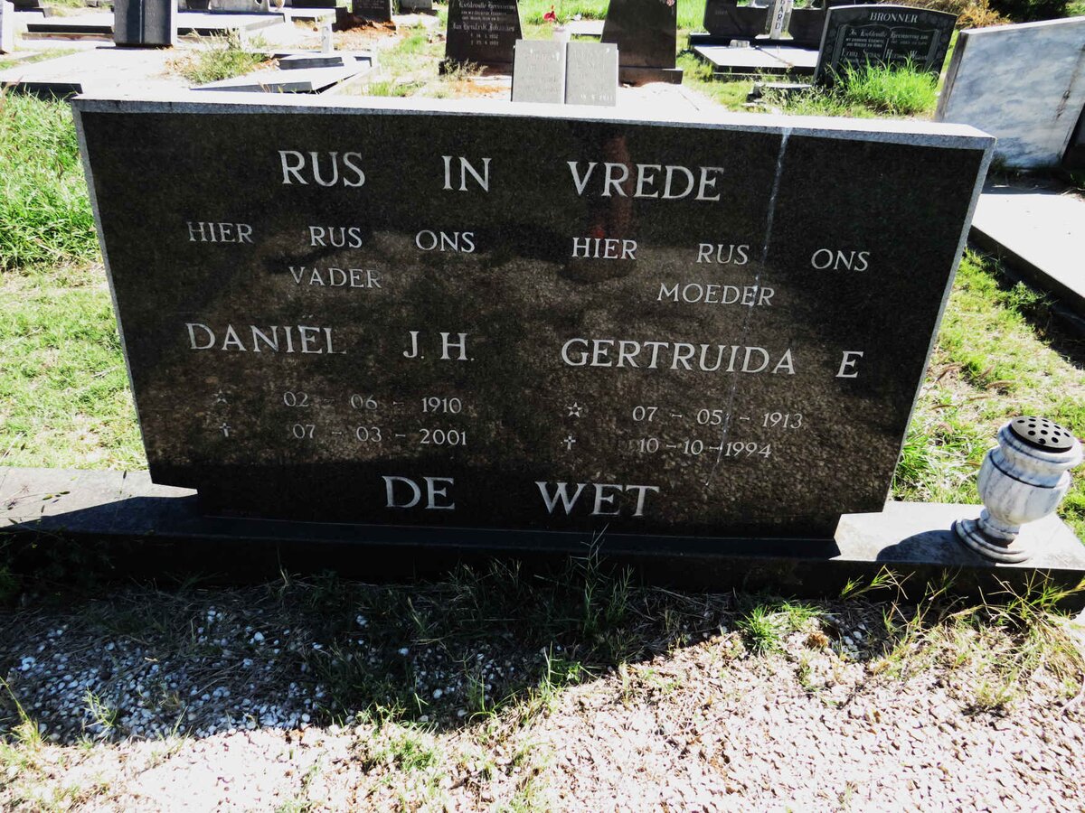 WET Daniel, de J.H. 1910-2001 & Gertruida E. 1913-1994