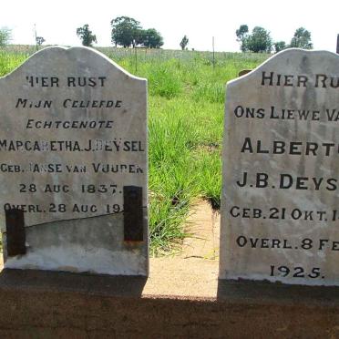 DEYSEL Albertus J.B. 1831-1925 &amp; Margaretha J. JANSE VAN VUUREN 1837-19??