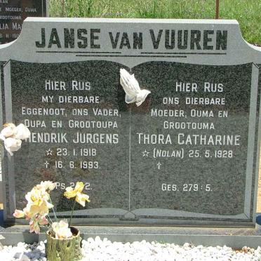 VUUREN Hendrik Jurgens, Janse van 1918-1993 &amp; Thora Catharine NOLAN 1928-