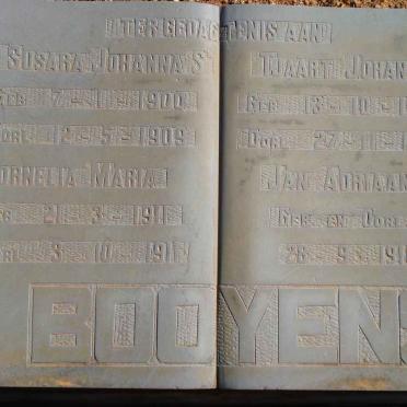 BOOYENS Susara Johanna S. 1900-1909 :: BOOYENS Cornelia Maria 1911-1911