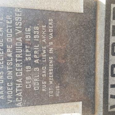 VISSER Agatha Gertruida 1916-1938