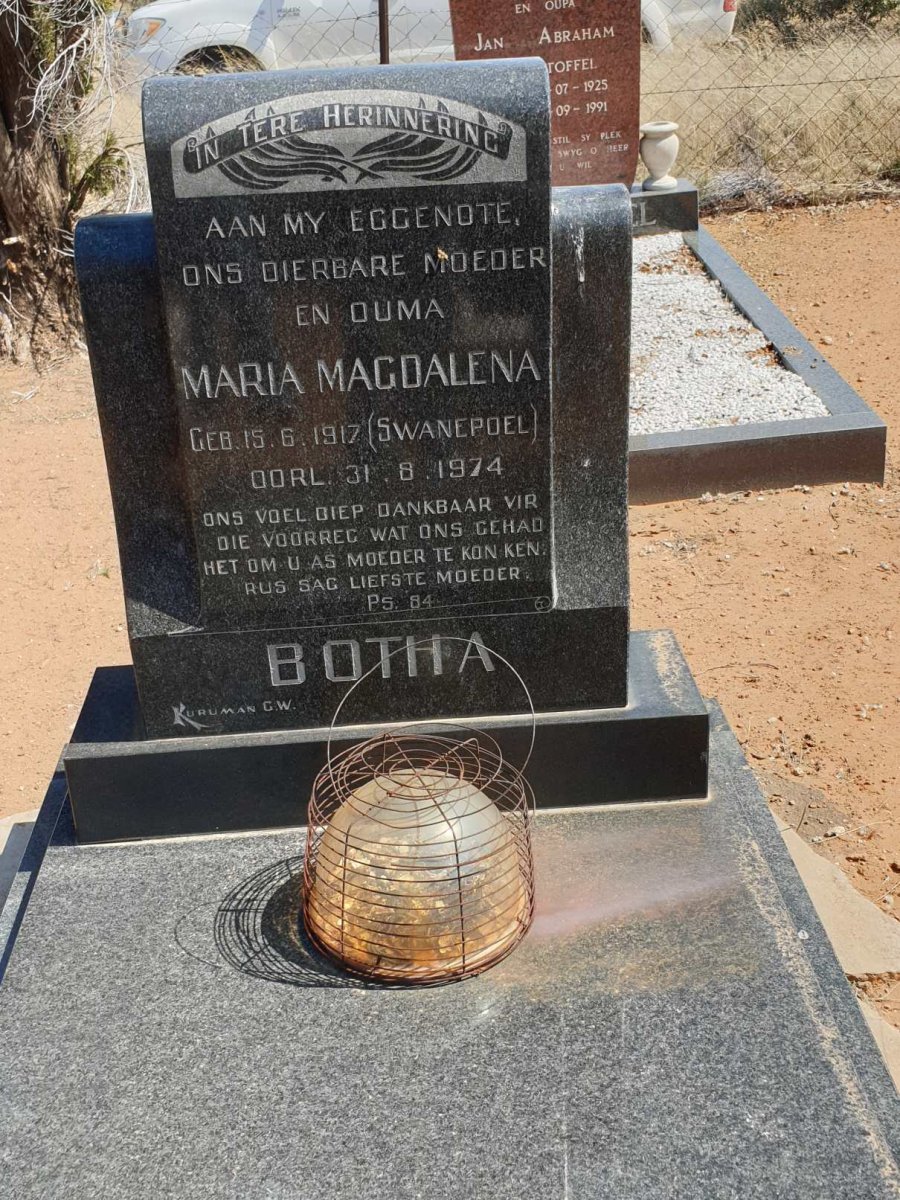 BOTHA Maria Magdalena nee SWANEPOEL 1917-1974