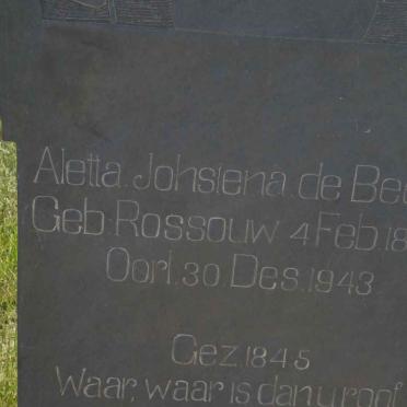 BEER Aletta Johsiena, de nee ROSSOUW 18??-1943