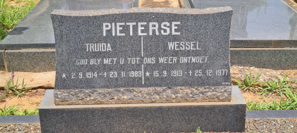 PIETERSE Wessel 1913-1977 &amp; Truida 1914-1983