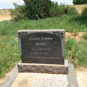 PRETORIUS Johanna Susanna nee DE BEER 1887-1971