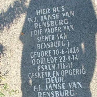 RENSBURG W.J., Janse van 1826-1914