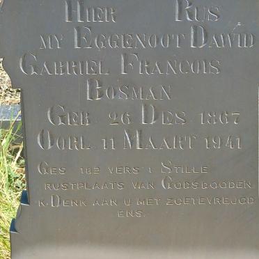 BOSMAN Dawid Gabriel Francois 1867-1941