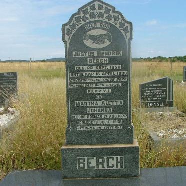 BERGH Justus Hendrik 1858-1936 &amp; Martha Aletta Johanna  BOSMAN 1872-1959