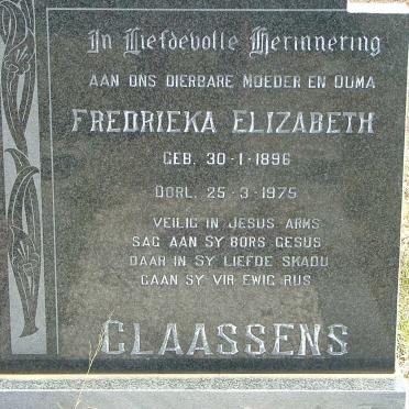 CLAASSENS Fredrieka Elizabeth 1896-1975