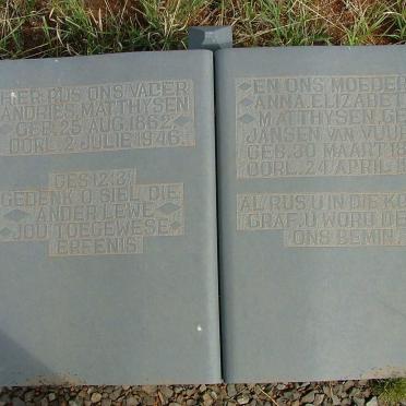 MATTHYSEN Andries 1862-1946 &amp; Anna Elizabeth JANSEN VAN VUUREN 1869-1917