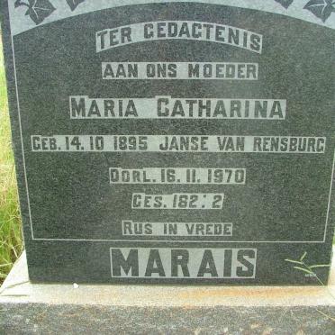 MARAIS Maria Catharina nee JANSE VAN  RENSBURG 1895-1970