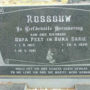 ROSSOUW Peet 1912-1981 &amp;  Sarie 1920-
