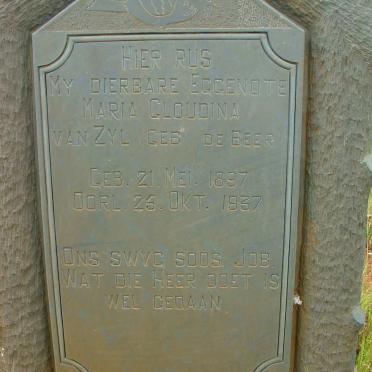 ZYL Maria Gloudina, van nee DE BEER 1897-1937