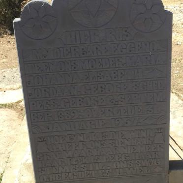 JORDAAN Maria Elisabeth nee SCHEEPERS 1889-1957